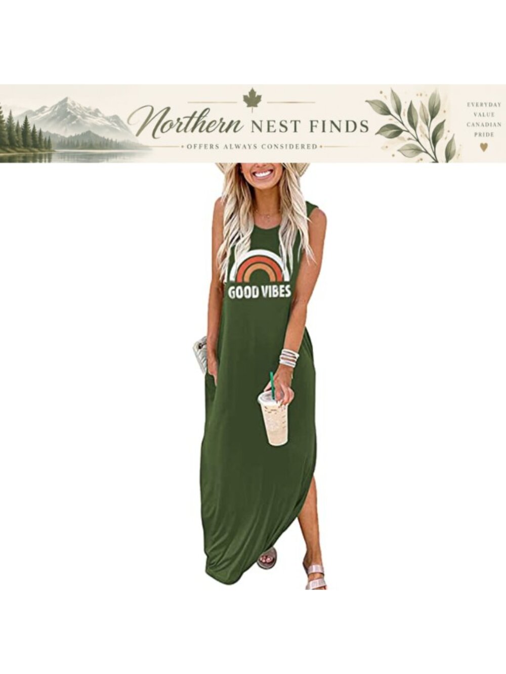 Women's Summer Maxi Dress Sleeveless Loose Beach T-Shirt Dress with Pockets